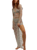 Women’s See-Through Lace Dress Long Sleeve Slit Hem Dress Chemise Vacation sexy robe nightclub girls tight clothes