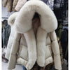 White Duck Down Jacket Winter Women Warm Loose Coat Natural Real Fox Fur Collar Thick Outerwear Parkas