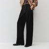 Women Pants Fleece Lined Panelled Design Loose Fit Barrel Leg Elastic Waist Minimal Style Everyday Style Winter
