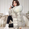 Winter Warm Duck Down Jacket Women's Clothes Glossy Fur collar Thicken Parka Short Down Coat Female