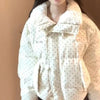 Sweet Polka Dot Parkas Women Winter Loose Casual Thicken Button Patchwork Puffy Coats Korean Fur Collar Female Outwear