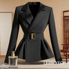 Women's Blazer Jacket Spring Autumn Slim Black Office Ladies Outerwear Solid Color Casual Female Suit Coat