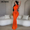 Women O-neck High Split Ruched Stacked Bodycon Midi Maxi Dress Evening Party Club Vestidos Sexy Chic Long Dresses