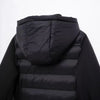 CH Womens Round Sew On Patch Detail Horizontal Quilted Hooded Padded Jacket Full Zipper Casual Daily Wear