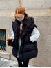 Adjustable Waistcoats Solid Cotton Vest Jacket Women Autumn Winter Hooded Waistcoat Warm Thicken Cotton Sleev