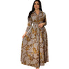 Digital Printed Single Breasted Long Dress Spring Autumn Women Women's Casual Long Sleeved Shirt Collar Dress