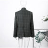 Women's Plaid Blazer Asymmetric Button Stand Collar Long Sleeve Pocket Detail Slim Fit Elegant Casual Office Outerwear