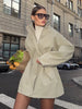 Autumn Vintage Jacket Femme Winter Street Casual Long Sleeve High Waist Cardigan Workwear Retro Coat Winter