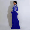 Women Long Sleeve Diamonds Rhinestones High Side Split Mermaid Midi Maxi Dress Even Sexy Party Dresses Vestidos