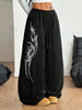 Women's Street Style Casual Sweatpants with Punk Style Patterns for Spring Fleece Loose Fit Streetwear Oversized