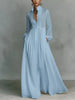Single Breasted Ladies Pocket Dresses Elegant Stand Collar Long Sleeve Party Dress, Women Spring Solid Casual Dresses