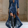 Women Deep V Neck Long Sleeve Velvet Dress Autumn Swing Pleated Long Dress Autumn Long Sleeve Elegant Party Dresses