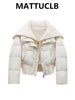 Autumn Winter Women Fake Two Pieces Padded Jacket Turn-down Collar Crop Down Jacket Korean Thick Parkas Outwears Designer