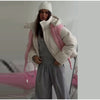 Winter Puffy Warm Women's Padded Coat Detachable Hooded Full Sleeve Zip-up Cropped Cotton Coats Lady Solid Thicken Jacket