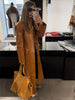 Brown Crocodile Embossed Faux Leather Trench Coat Lapel Single Breasted Straight Front Pockets Jacket Women Autumn Winter Fits