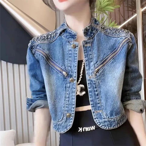 Women's Denim Jacket Advanced Sense Unique Ladies Leisure Loose Korean Version Versatile Female Cowboy Coat