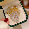 Rhinestone Flowers Imitation Pearl Brooches Women Sparkling Zircon Bowknot Brooch Pin Scarf Coat Suit Accessories Jewelry