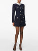 Designer Women Tweed Mini Dress Slim Fit High Waist Stand Collar Spring Office Ladies Long Sleeve Elegant A Line Dress