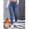 Women's High Waist Fleece Lined Skinny Jeans Stretch Slim Fit Denim Pants Warm Thick Thermal Trousers Winter Daily Streetwear