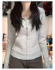 Streetwear Black Hoodie Coat Women's Clothing Hooded Zipper Slim Fit Y2k Jackets Casual Sweatshirts Tops Ropa Mujer