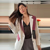 Printed Tassel Blazer Women Spliced Lapel Suit Jacket for Women Streetwear Autumn Winter Loose Casual Outerwear
