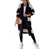 Print Long Cardigan For Women Autumn Winter Clothes Knit Loose Outerwear Soft Sweater Coat Streetwear Cover Up