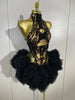 Black Diamonds Mesh Sexy See Through Cocktail Mini Dress Women Eveing Birthday Party Singer Nightclub Show Stage Costume