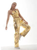Red Women's Aurora Laser Gradual Change High Waist Straight Pants, Blue Thin Female Stretch Trousers