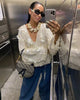 Autumn Women Sequin Kimono Jacket Coat Long Sleeve V Neck Female Casual Loose Outerwear Chic Lady Wrap Outfits
