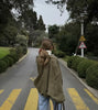 Spring Women's Suede Texture Effect Loose Version of Lapel Shoulder Jacket