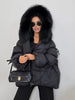 Lagabogy Big Natural Fox Fur Puffer Jacket Winter Clothes Women Thick Warm White Duck Down Coat Female Real Fur Parker