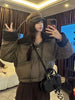 Women Coffee Black Short Parkas Thicken Warm Long Sleeve Lapel Cotton Padded Coat Vintage Winter Student Jacket Streetwear
