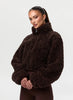 Women Cropped Teddy Fleece Jacket Half Zip High Neck Long Cuff Sleeve Loose Casual Autumn Winter Fuzzy Warm Outerwear