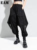 High Elastic Waist Black Brief Long Harem Trousers Loose Fit Pants Women Tide Spring Autumn 1DC778