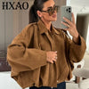 Suede Jacket Woman Green Khaki Outerwears Women's Jacket Spring Crop Oversize Long Sleeve Coats Jacket