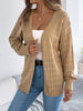 Solid Color Hollow Lantern Long Sleeve Sweater for Women Casual Cardigan Sweaters Autumn Winter Mid-length Jacket Tops