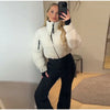 Skiing Long Pant Sets For Women Thick Stand Collar Cotton Jacket High Waist Wide Leg Trouser 2 Pieces Sets Skateboard Outfit