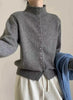 Soft Comfortable Stand-Up Collar Sweater Cardigan Women Simple Single Breasted Cardigans Coat Autumn Solid Knitted Outerwear