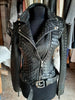 Leather PU Snake-skin Imitation Jacket Turn Down Collar Biker Moto High Street Zip-up PU Short Coat for Women's Winter Autumn