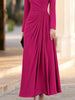 Women V Neck Long Sleeve Maxi Dress Elegant Ruched Waist Wrap Party Evening Gown Formal Cocktail Wedding Guest Dress