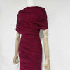 Women Ruched Maxi Dress Asymmetric Draped Sleeve High Neck Bodycon Mermaid Formal Evening Party Gown