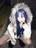 Faux Fur American Vintage Coats with Hooded Women's Y2K Sweatshirts Gothic Harajuku Subculture Punk Emo Sweatshirts and Jacket