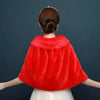 White Womens Winter Thicken Plush Wrap Stole Elbow Length Wedding Bridal Shawl Cape Warm Jacket Shrug with Lace Up Ribbon