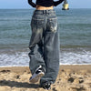 Y2K 2000s Vintage Baggy Jeans Woman Harajuku Streetwear Oversize Denim Pants Korean Style Gyaru Grunge Hip Hop Trousers