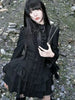 Aoaiiys Mini Dress Women Black Gothic Lace Spliced Dresses Y2K Japanese Streetwear Lolita Dresses Spicy Girls Fall Clothes