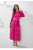 Pleated Socialite Shell Flower Dress Spring Original Lace-up Pleated Long Dresses for Women Clothing