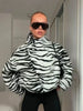 Zebra Print Asymmetric Coats Women Chic Wrap High Collar Oversized Drop‑shoulder Jacket Fall Winter Streetwear Outerwear