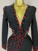 Women Celebrity Sexy Long Sleeve V Neck Rhinestone Black Bandage Dress Elegant Evening Club Birthday Party Dresses