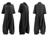 Women Plus Size Jumpsuit Business Casual Black Shirt Collar 3/4 Sleeve Pocket Harem Pants Rompers Single Breasted Loose Outfits