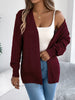 Solid Color Hollow Lantern Long Sleeve Sweater for Women Casual Cardigan Sweaters Autumn Winter Mid-length Jacket Tops